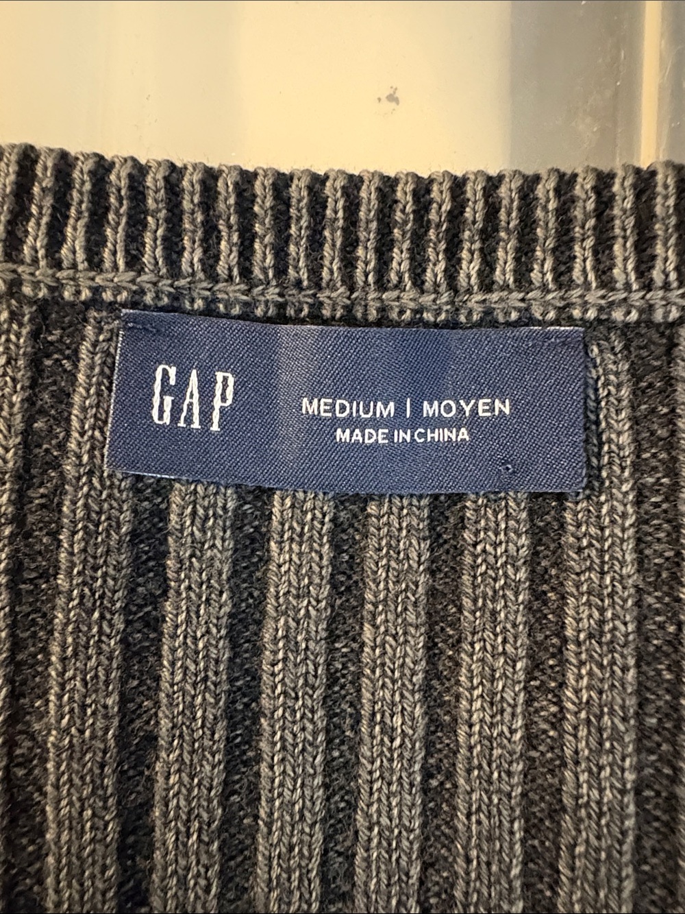 GAP Ribbed V-Neck Button-Front Cardigan - Black - Picture 2 of 8